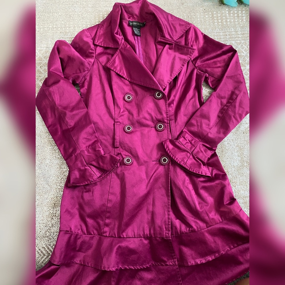 Magenta/Fuchsia Rampage Ruffle Trench Coat